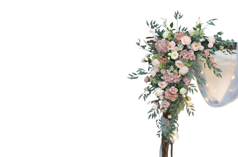 Umělá květinová dekorace na svatební bránu rohová